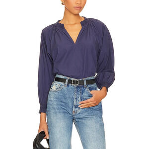 Nation Ltd 'Estelle' Blue Crystal Embellished Peasant Blouse Size L